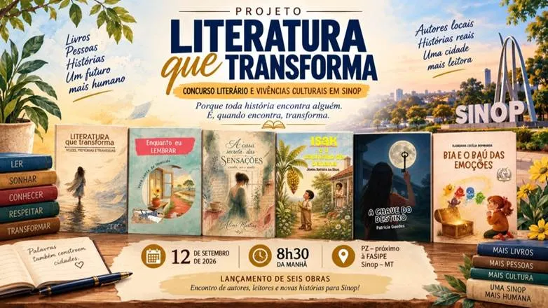 Projeto “Literatura que Transforma” lança seis livros em Sinop no dia 12 de setembro
